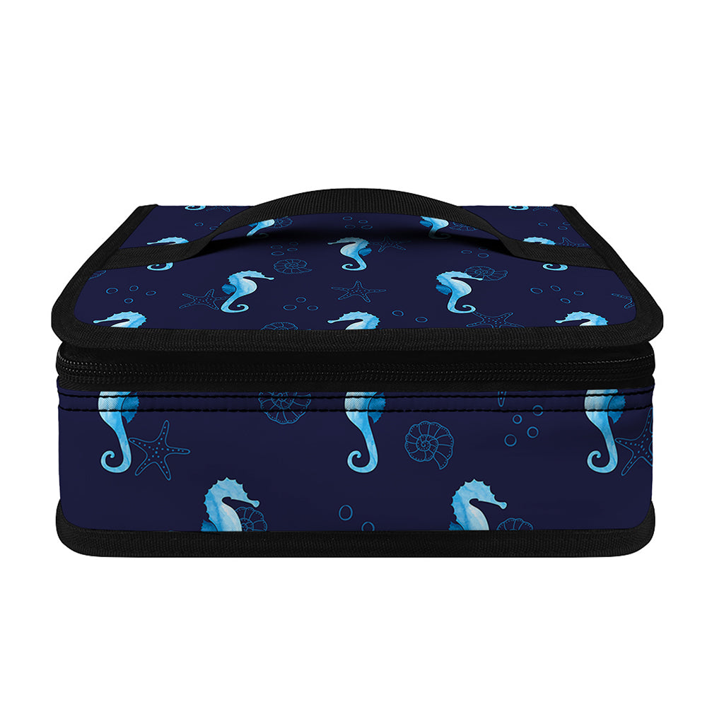 Blue Seahorse Pattern Print Small Lunch Bag