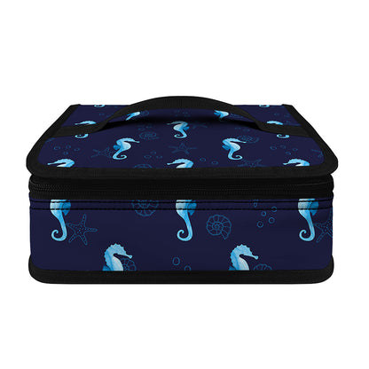 Blue Seahorse Pattern Print Small Lunch Bag