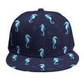 Blue Seahorse Pattern Print Snapback Cap