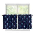 Blue Seahorse Pattern Print Tier Curtains