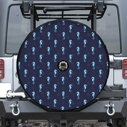 Blue Seahorse Pattern Print Tire Cover With Camera Hole