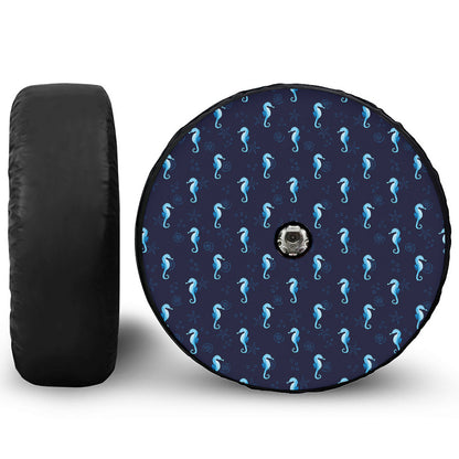 Blue Seahorse Pattern Print Tire Cover With Camera Hole