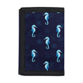 Blue Seahorse Pattern Print Trifold Wallet