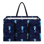 Blue Seahorse Pattern Print Utility Tote Bag