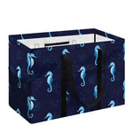Blue Seahorse Pattern Print Utility Tote Bag