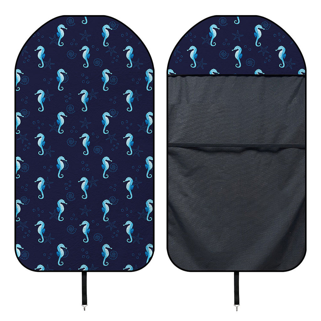 Blue Seahorse Pattern Print Waterproof Car Seat Cover