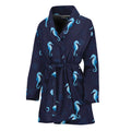 Blue Seahorse Pattern Print Women's Bathrobe