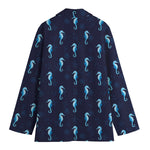 Blue Seahorse Pattern Print Women's Blazer