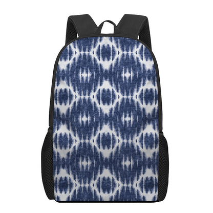 Blue Shibori Print 17 Inch Backpack