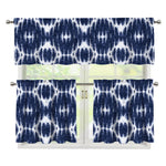Blue Shibori Print 3 Piece Kitchen Curtains