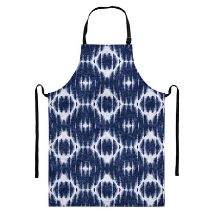 Blue Shibori Print Bib Apron With Pocket