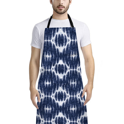 Blue Shibori Print Bib Apron With Pocket