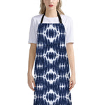 Blue Shibori Print Bib Apron With Pocket
