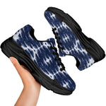 Blue Shibori Print Black Chunky Shoes