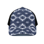 Blue Shibori Print Black Mesh Trucker Cap