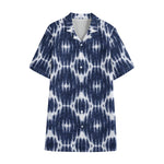 Blue Shibori Print Cotton Hawaiian Shirt