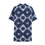 Blue Shibori Print Cotton Hawaiian Shirt