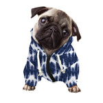 Blue Shibori Print Dog Zip Up Hoodie