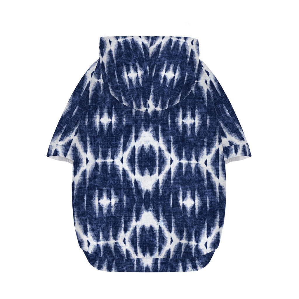 Blue Shibori Print Dog Zip Up Hoodie
