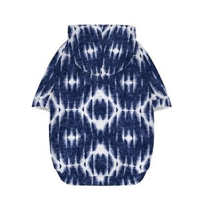 Blue Shibori Print Dog Zip Up Hoodie