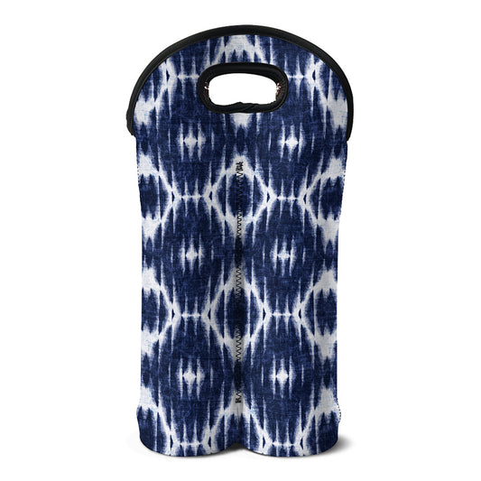 Blue Shibori Print Double Neoprene Wine Tote