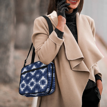 Blue Shibori Print Double Strap Bible Bag