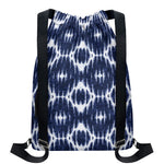 Blue Shibori Print Drawstring Backpack