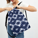 Blue Shibori Print Drawstring Backpack