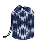 Blue Shibori Print Drawstring Makeup Bag
