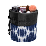 Blue Shibori Print Drawstring Makeup Bag