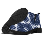 Blue Shibori Print Flat Ankle Boots