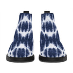 Blue Shibori Print Flat Ankle Boots