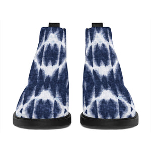 Blue Shibori Print Flat Ankle Boots