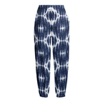 Blue Shibori Print Fleece Lined Knit Pants