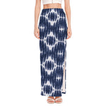 Blue Shibori Print High Slit Maxi Skirt