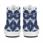 Blue Shibori Print High Top Leather Sneakers