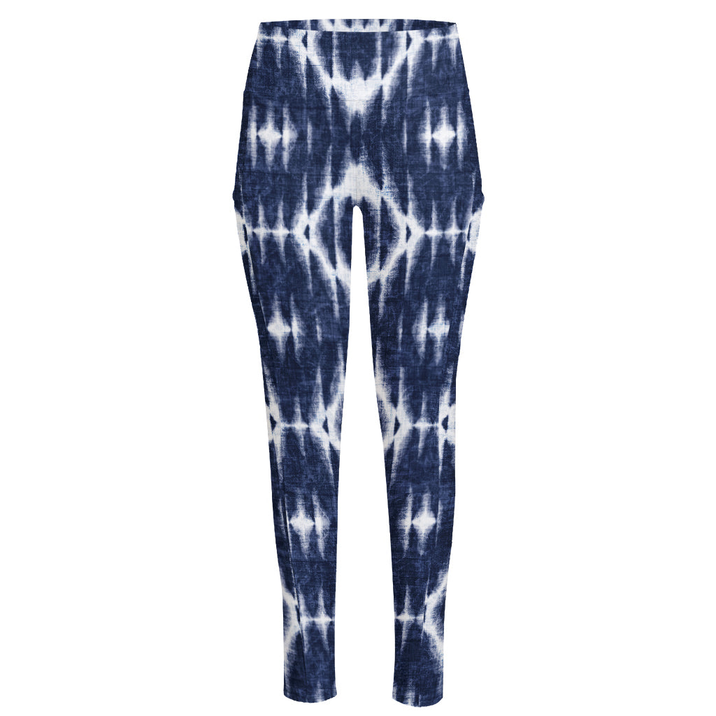 Blue Shibori Print High-Waisted Pocket Leggings