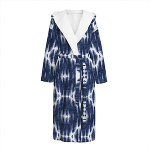 Blue Shibori Print Hooded Bathrobe