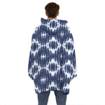 Blue Shibori Print Hoodie Blanket