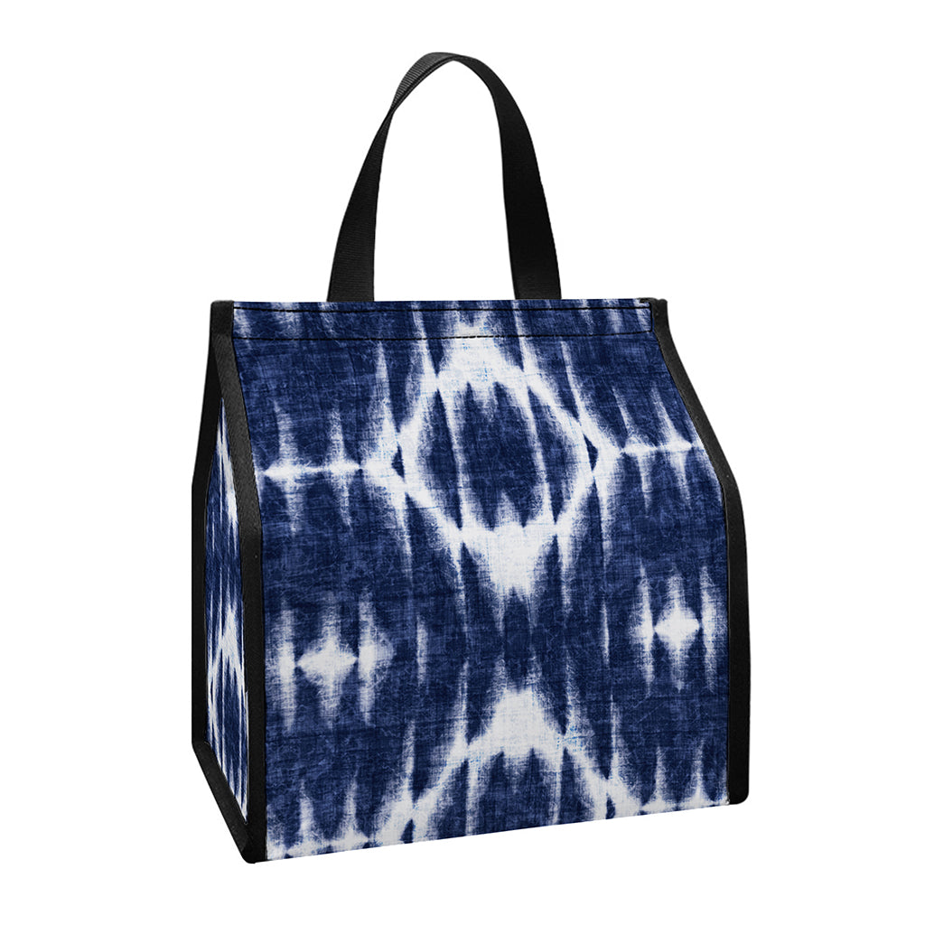 Blue Shibori Print Insulated Lunch Tote