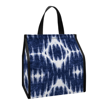 Blue Shibori Print Insulated Lunch Tote