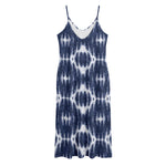 Blue Shibori Print Jersey Midi Cami Dress