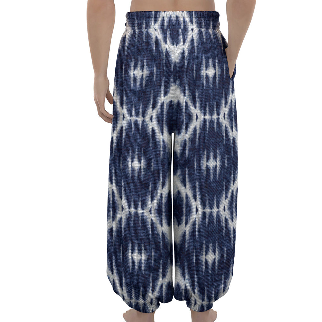 Blue Shibori Print Lantern Pants