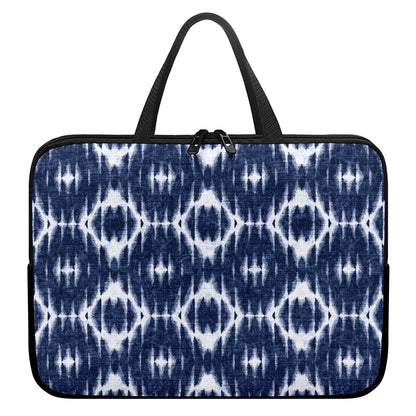 Blue Shibori Print Laptop Sleeve With Handle