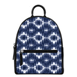Blue Shibori Print Leather Backpack