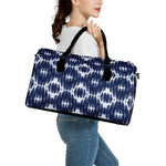 Blue Shibori Print Leather Duffle Bag