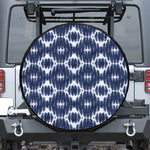 Blue Shibori Print Leather Spare Tire Cover