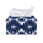 Blue Shibori Print Leather Tissue Box Cover