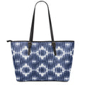Blue Shibori Print Leather Tote Bag With Zipper