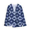 Blue Shibori Print Long Sleeve Short Coat